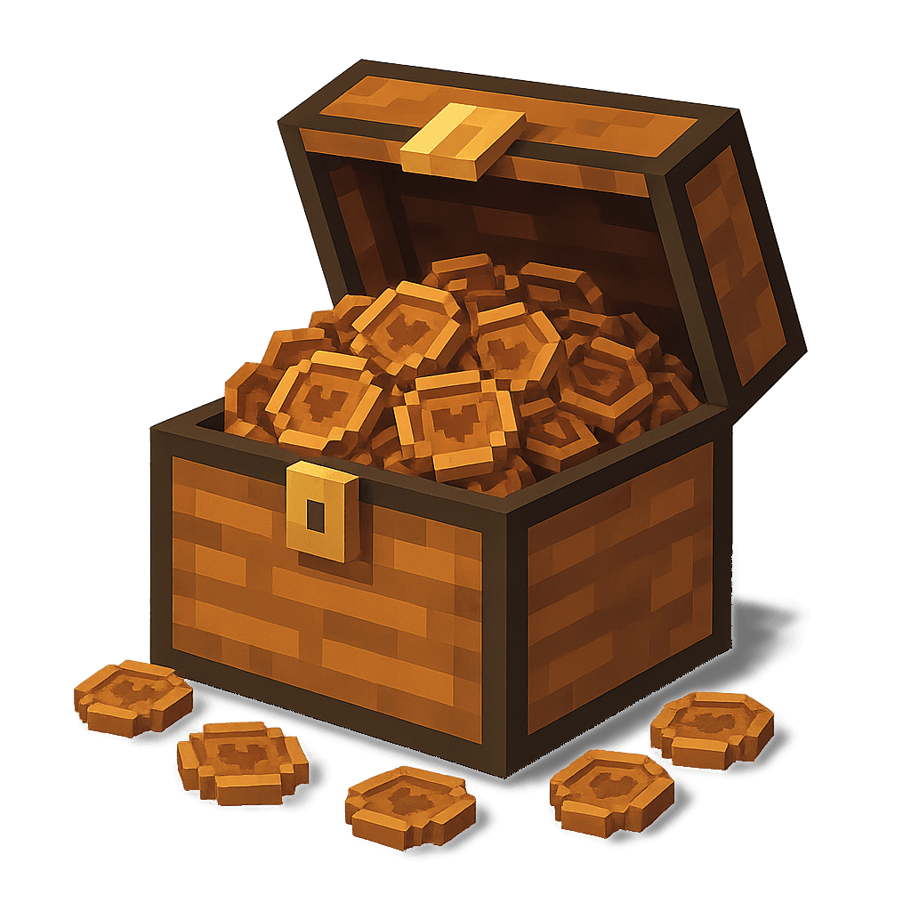 A treasure chest overflowing with coins