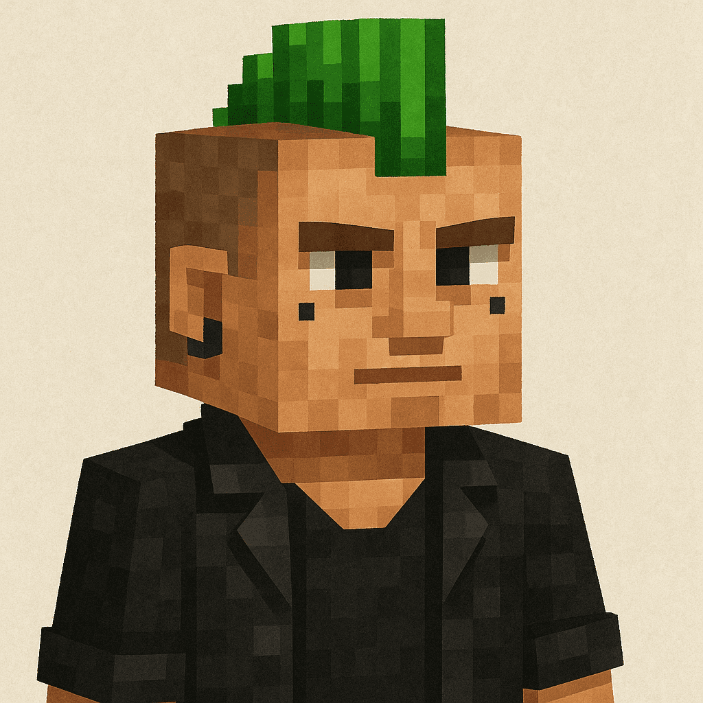 Profile picture for https://oapejwmubzw4jsgy.public.blob.vercel-storage.com/profile-pics/Punk%20Rocker%20Minecraft%20Head%20May%2019%202025-vyYH31PLhnu9aIu12krundCriXyQ5B.png