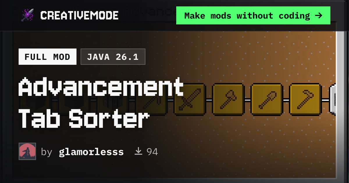 Advancement Tab Sorter | Free Java 26.1 Mod | CreativeMode