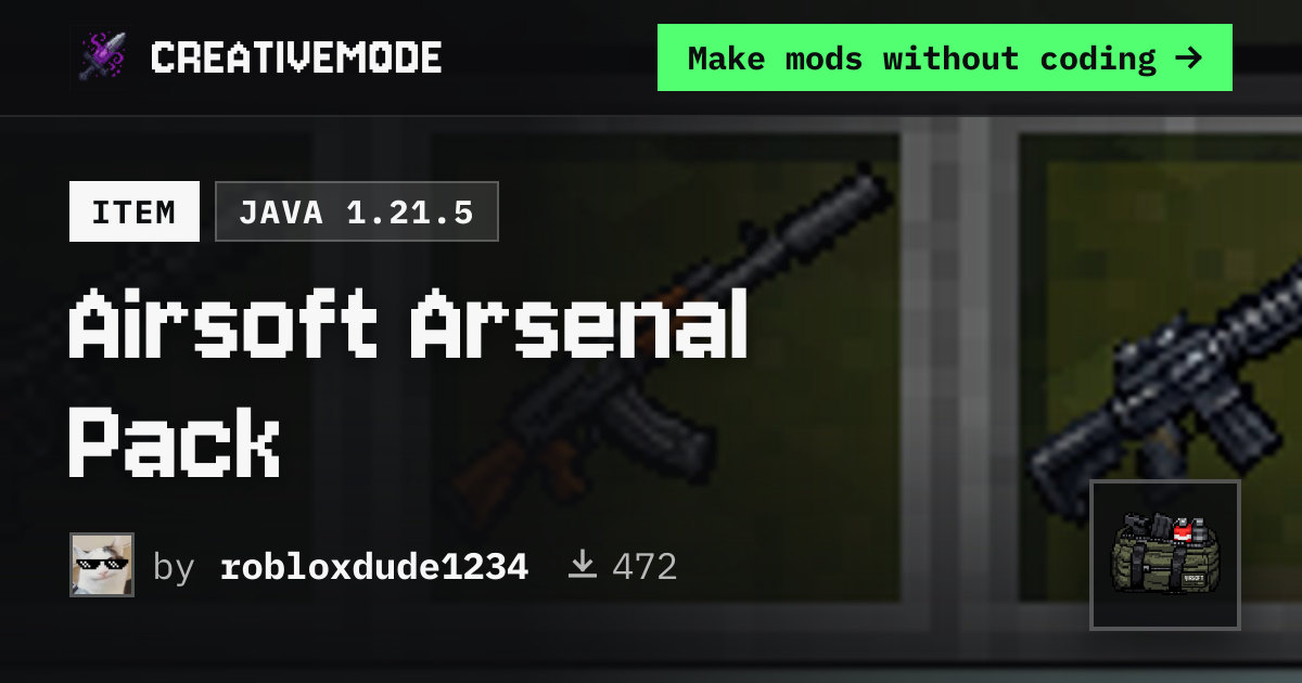 Airsoft Arsenal Pack | Free Java 1.21.5 Mod | CreativeMode