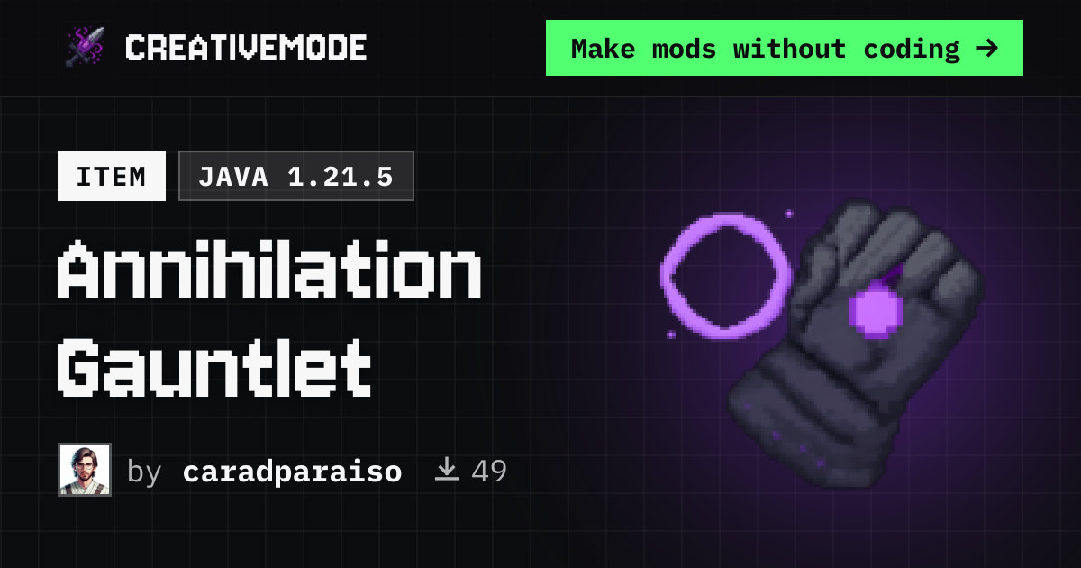 Annihilation Gauntlet | Free Java 1.21.5 Mod | CreativeMode