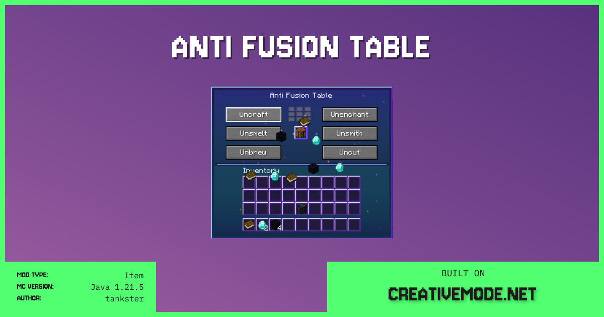 Anti Fusion Table | Free Java 1.21.5 Mod | CreativeMode