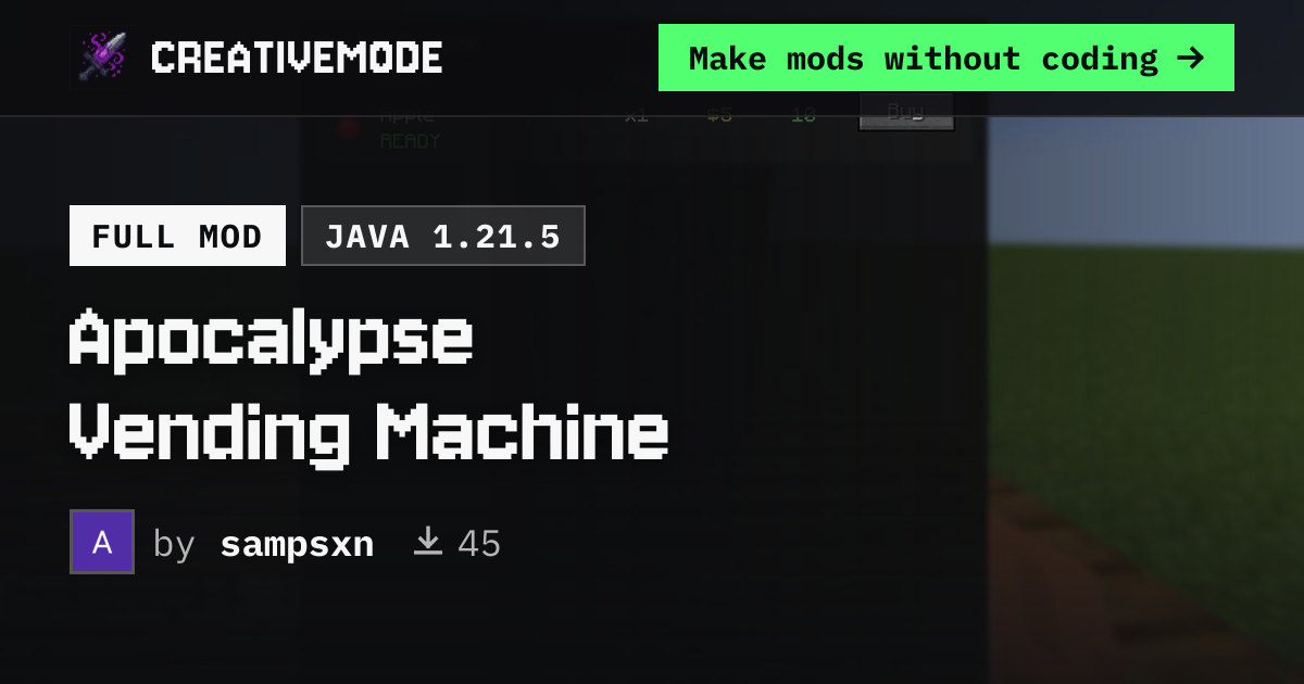 Apocalypse Vending Machine | Free Java 1.21.5 Mod | CreativeMode