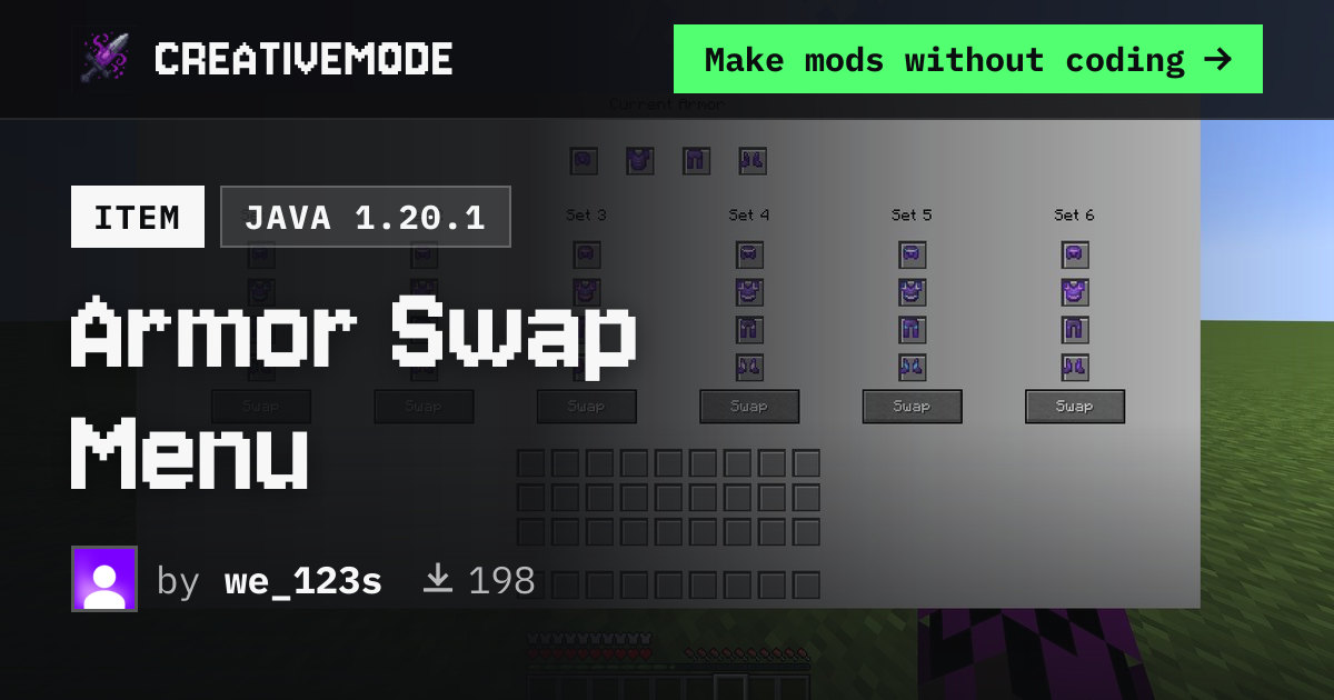 Armor Swap Menu | Free Java 1.20.1 Mod | CreativeMode