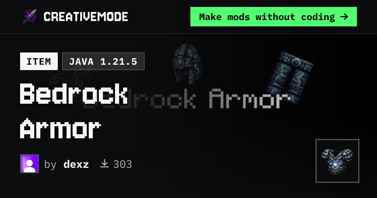 Bedrock Armor | Free Java 1.21.5 Mod | CreativeMode