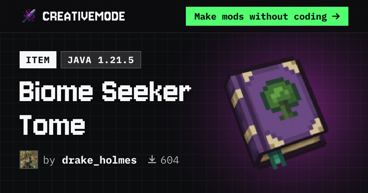 Biome Seeker Tome | Free Java 1.21.5 Mod | CreativeMode