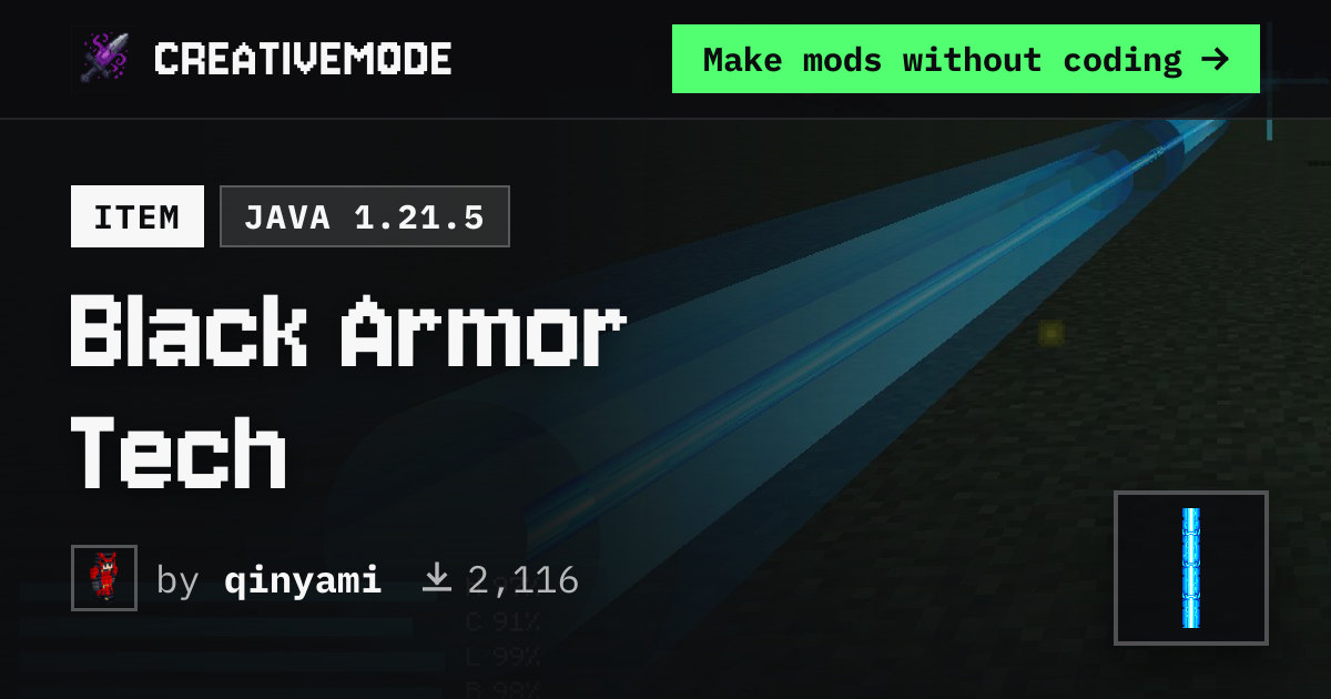 Black Armor Tech | Free Java 1.21.5 Mod | CreativeMode