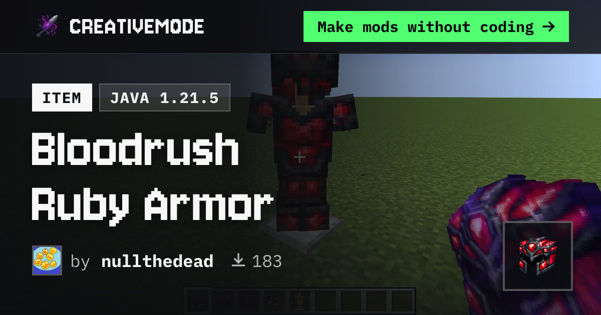 Bloodrush Ruby Armor | Free Java 1.21.5 Mod | CreativeMode