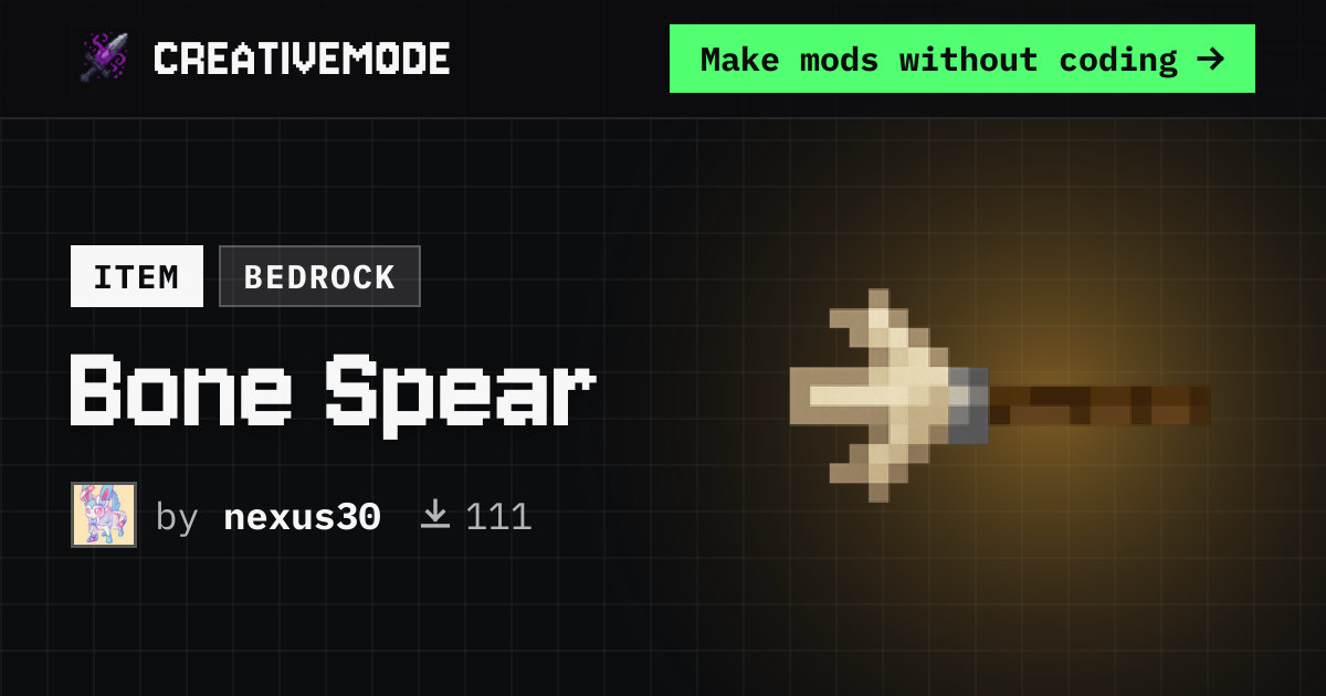 Bone Spear | Free Bedrock Addon | CreativeMode