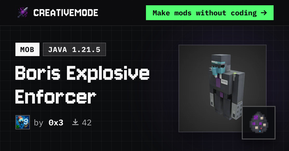 Boris Explosive Enforcer | Free Java 1.21.5 Mod | CreativeMode