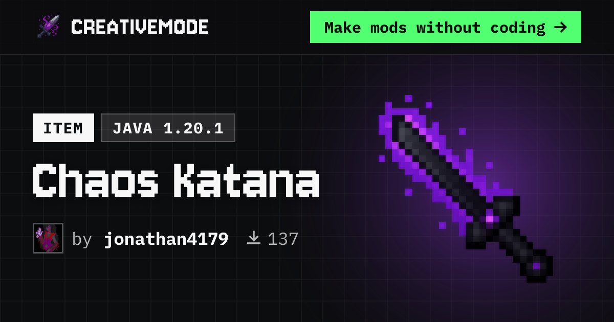 Chaos Katana | Free Java 1.20.1 Mod | CreativeMode