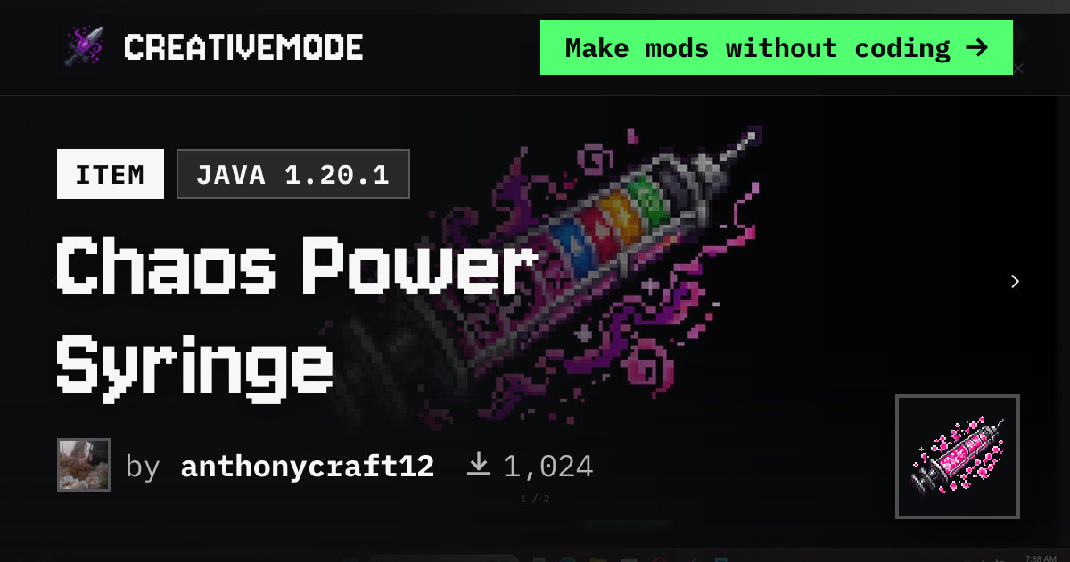 Chaos Power Syringe | Free Java 1.20.1 Mod | CreativeMode