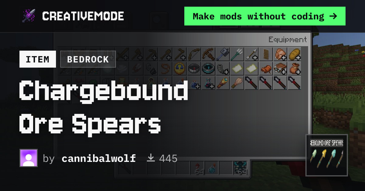 Chargebound Ore Spears | Free Bedrock Addon | CreativeMode