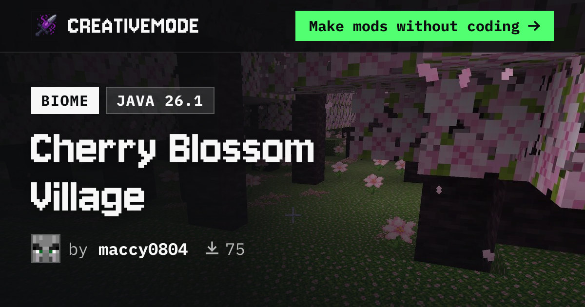 Cherry Blossom Village | Free Java 26.1 Mod | CreativeMode