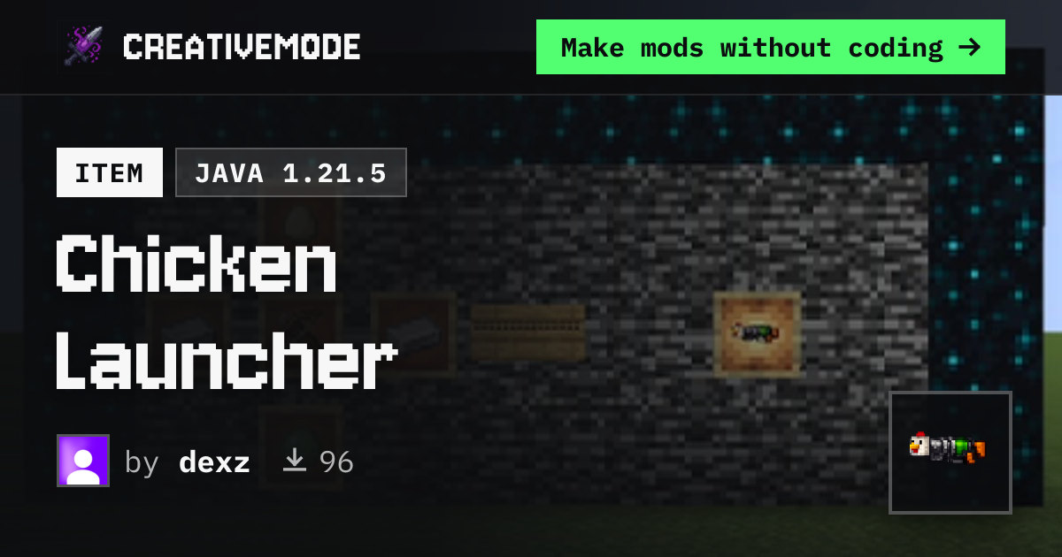 Chicken Launcher | Free Java 1.21.5 Mod | CreativeMode