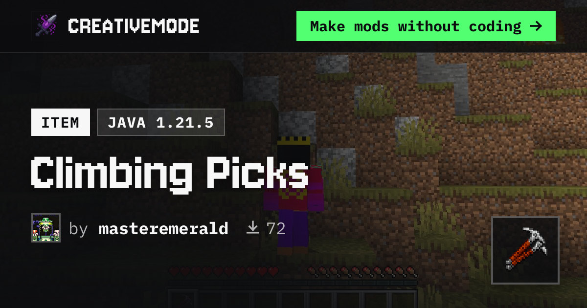 Climbing Picks | Free Java 1.21.5 Mod | CreativeMode