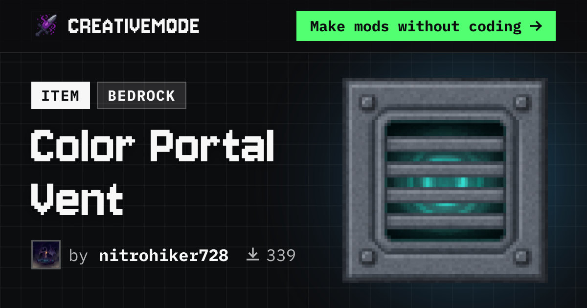 Color Portal Vent | Free Bedrock Addon | CreativeMode