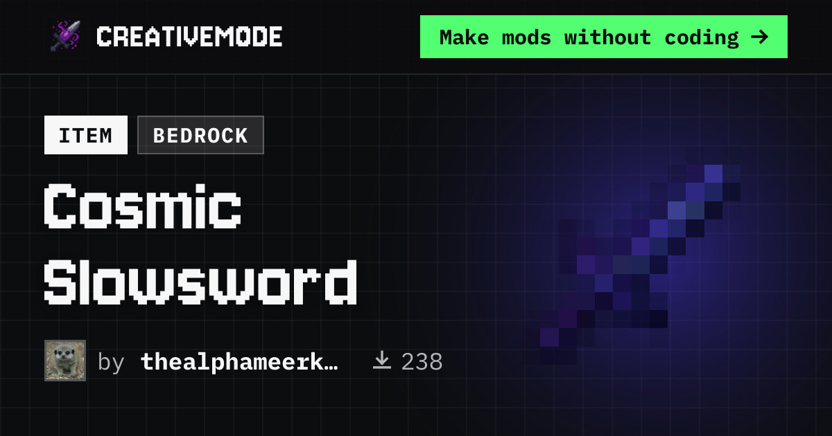 Cosmic Slowsword | Free Bedrock Addon | CreativeMode