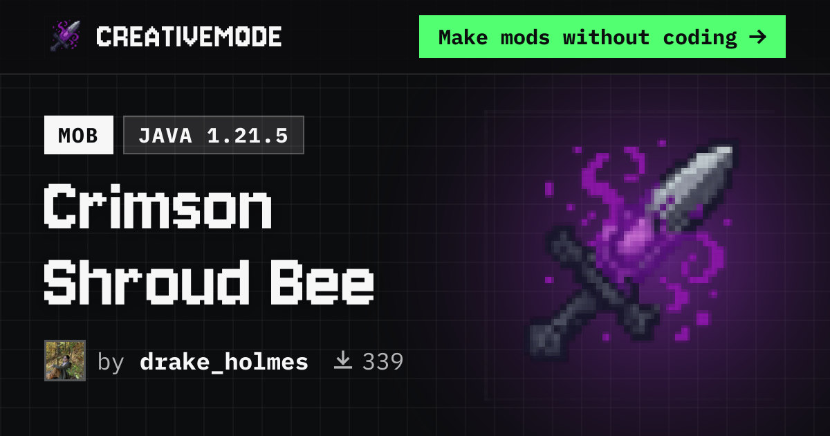 Crimson Shroud Bee | Free Java 1.21.5 Mod | CreativeMode