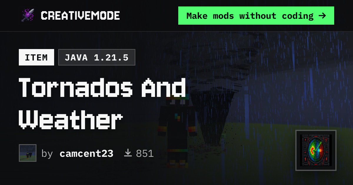 Tornados And Weather | Free Java 1.21.5 Mod | CreativeMode
