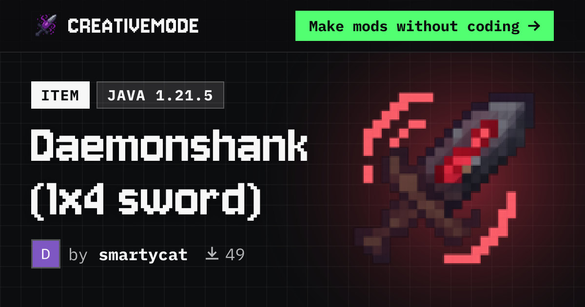 Daemonshank (1x4 sword) | Free Java 1.21.5 Mod | CreativeMode