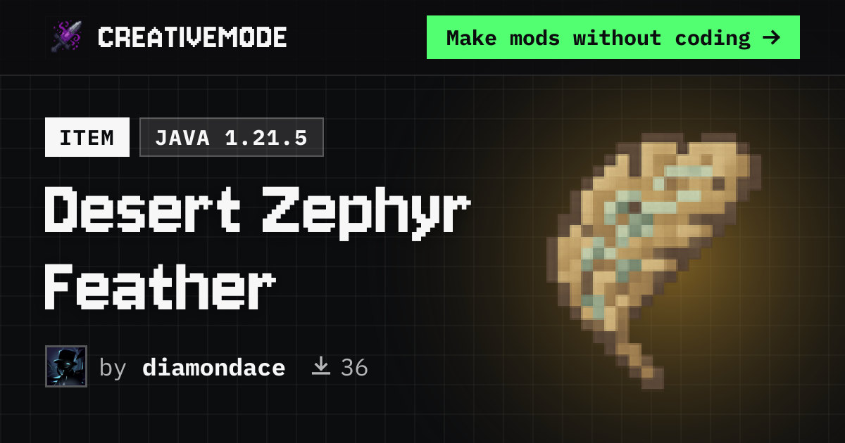 Desert Zephyr Feather | Free Java 1.21.5 Mod | CreativeMode