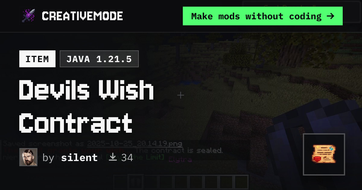 Devils Wish Contract | Free Java 1.21.5 Mod | CreativeMode