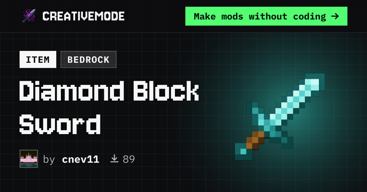 Diamond Block Sword | Free Bedrock Addon | CreativeMode