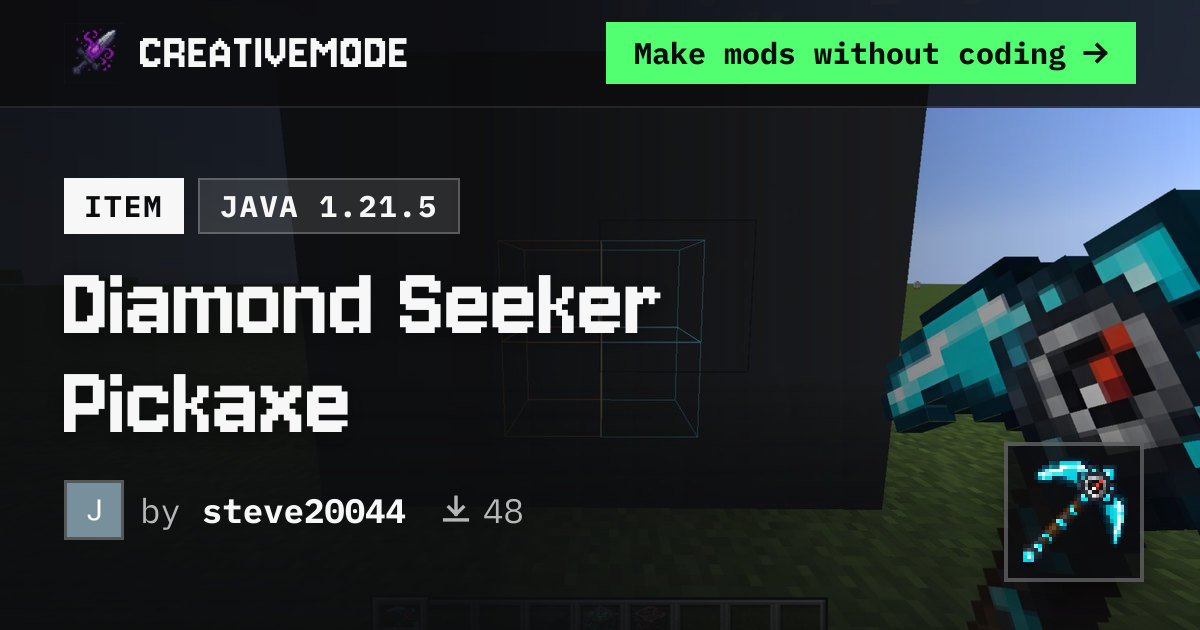 Diamond Seeker Pickaxe | Free Java 1.21.5 Mod | CreativeMode