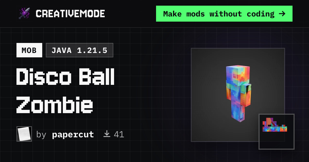 Disco Ball Zombie | Free Java 1.21.5 Mod | CreativeMode
