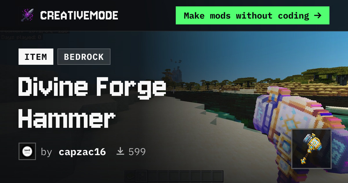 Divine Forge Hammer | Free Bedrock Addon | CreativeMode