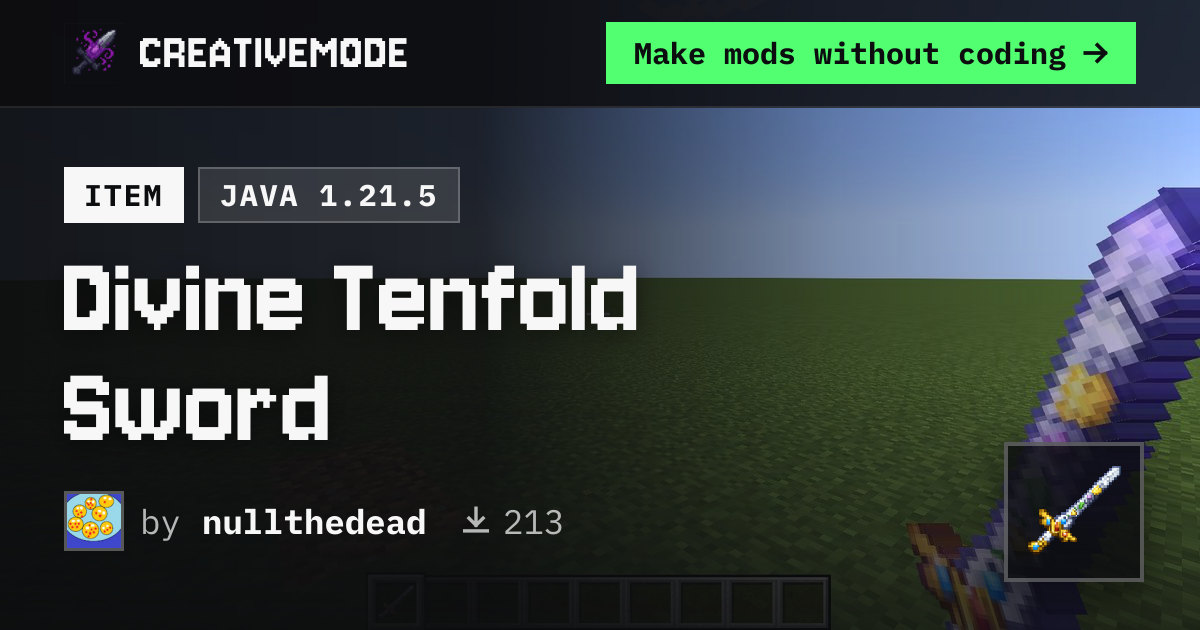 Divine Tenfold Sword | Free Java 1.21.5 Mod | CreativeMode