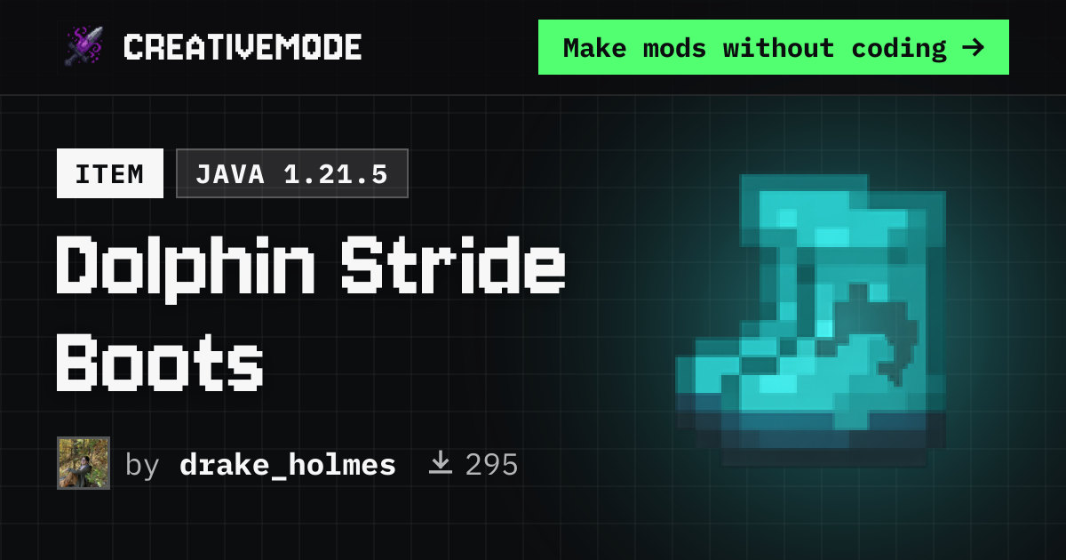 Dolphin Stride Boots | Free Java 1.21.5 Mod | CreativeMode