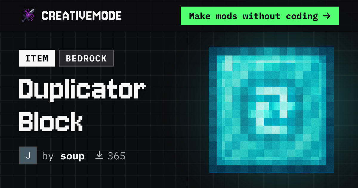 Duplicator Block | Free Bedrock Addon | CreativeMode
