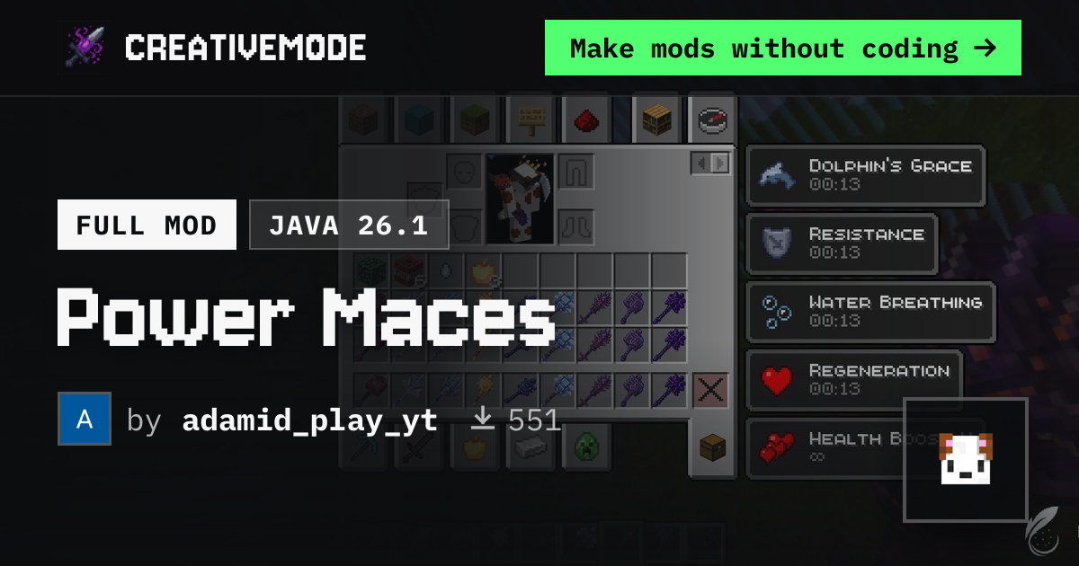 Power Maces | Free Java 26.1 Mod | CreativeMode