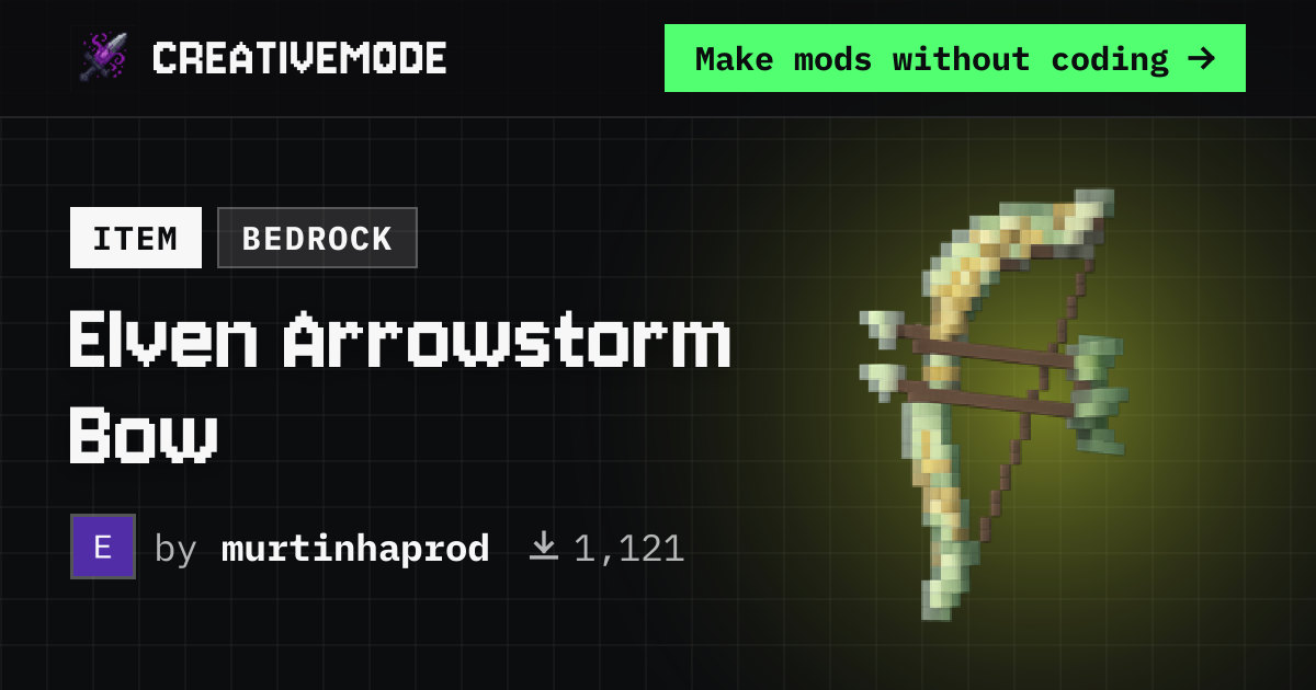 Elven Arrowstorm Bow | Free Bedrock Addon | CreativeMode