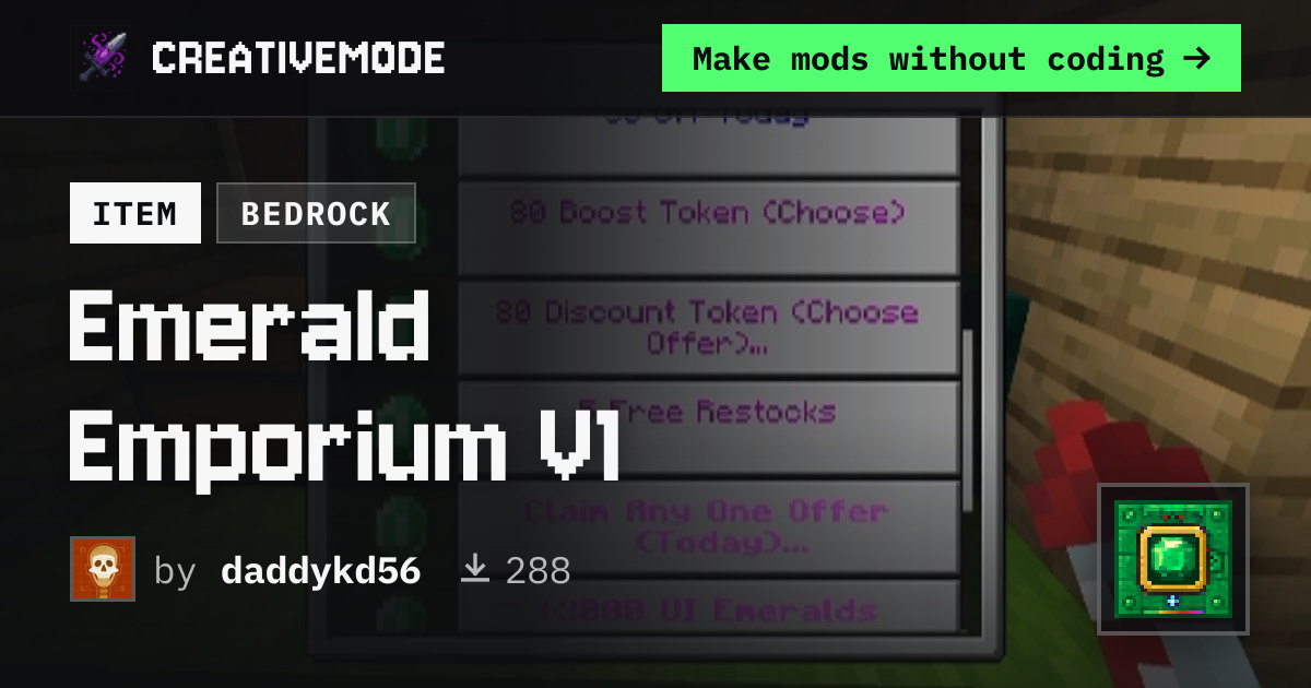 Emerald Emporium V1 | Free Bedrock Addon | CreativeMode