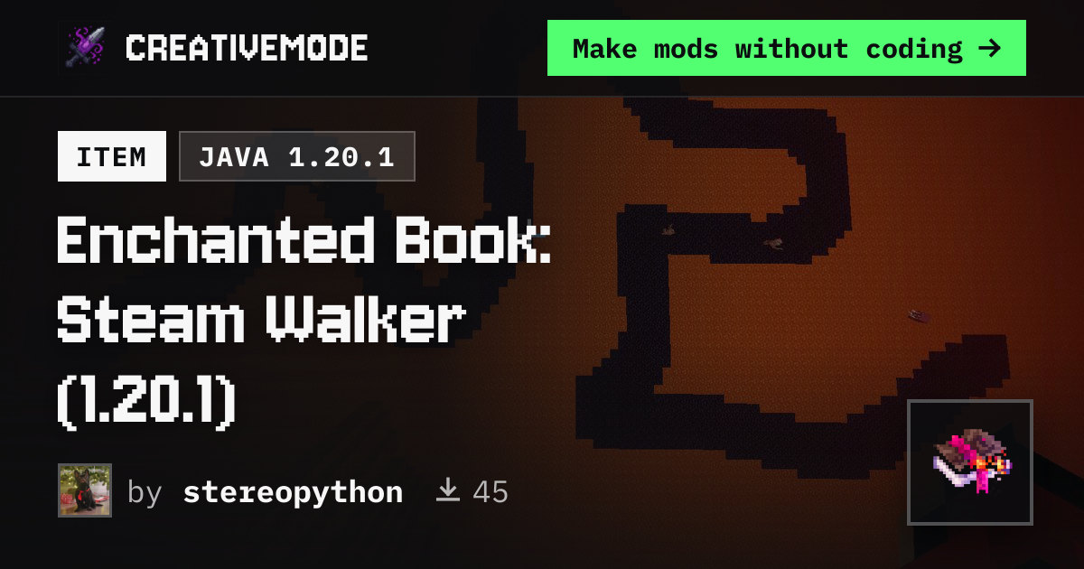 Enchanted Book: Steam Walker (1.20.1) | Free Java 1.20.1 Mod | CreativeMode