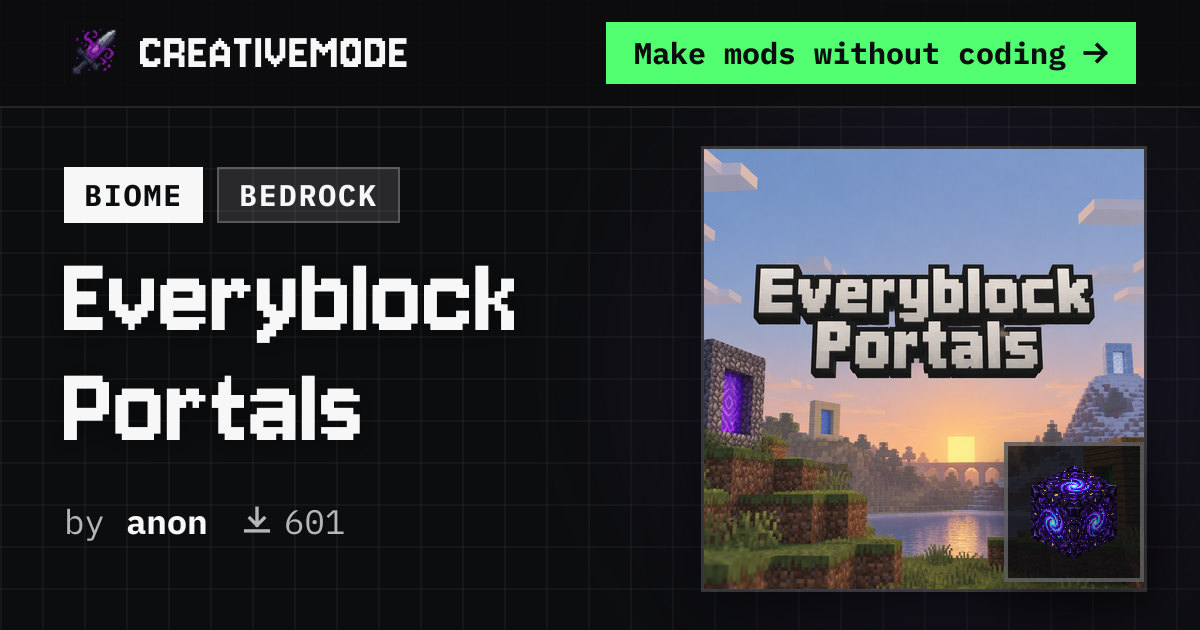 Everyblock Portals | Free Bedrock Addon | CreativeMode