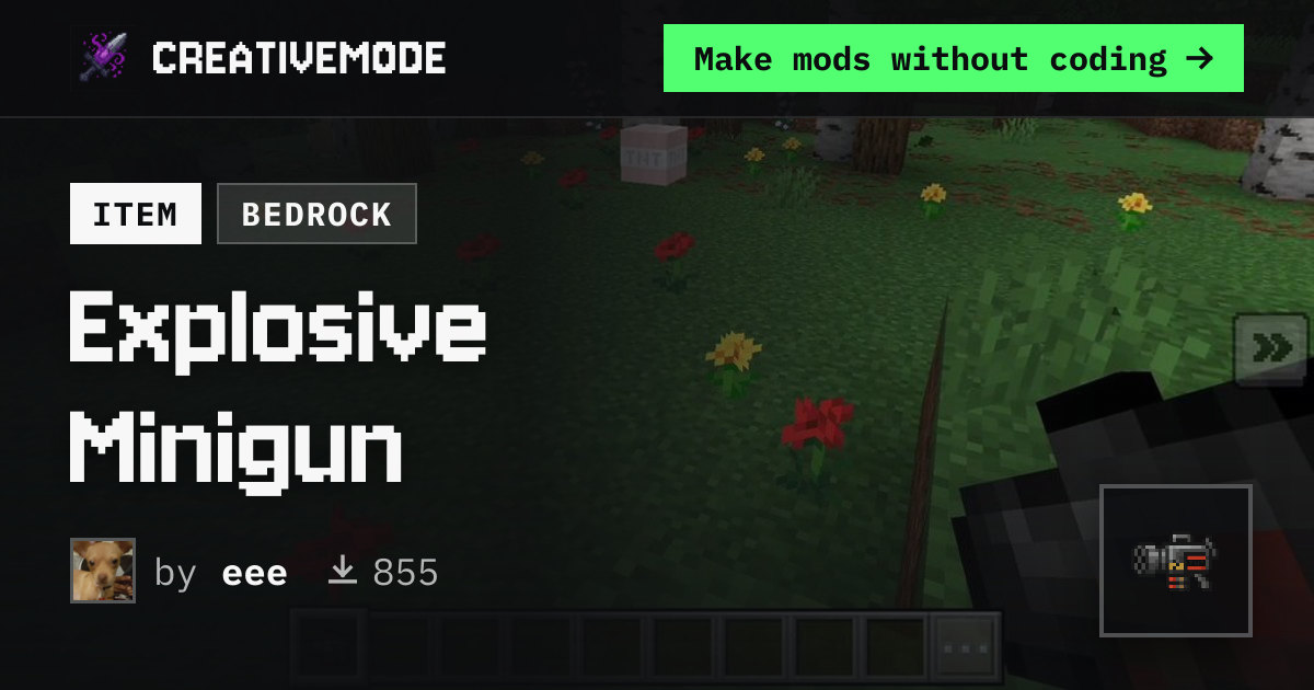 Explosive Minigun | Free Bedrock Addon | CreativeMode