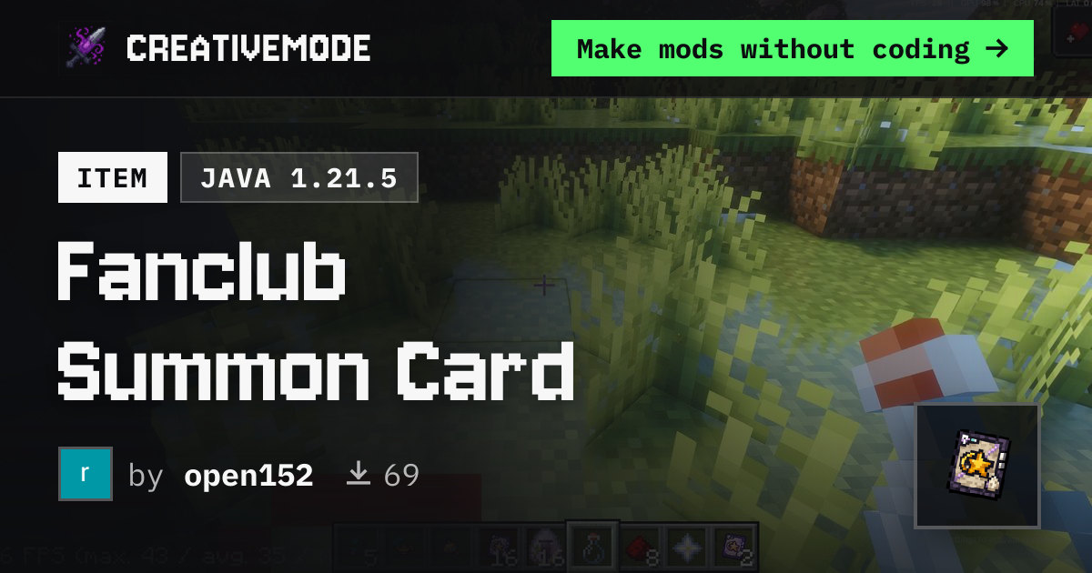 Fanclub Summon Card | Free Java 1.21.5 Mod | CreativeMode