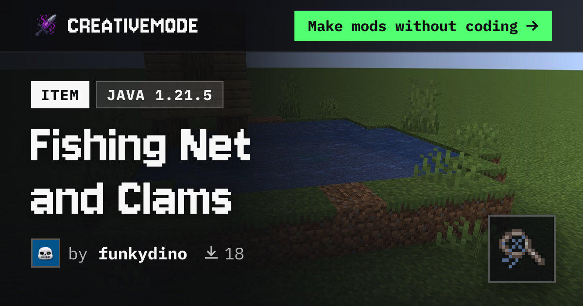 Fishing Net and Clams | Free Java 1.21.5 Mod | CreativeMode