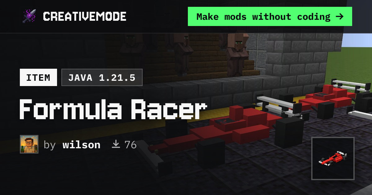 Formula Racer | Free Java 1.21.5 Mod | CreativeMode