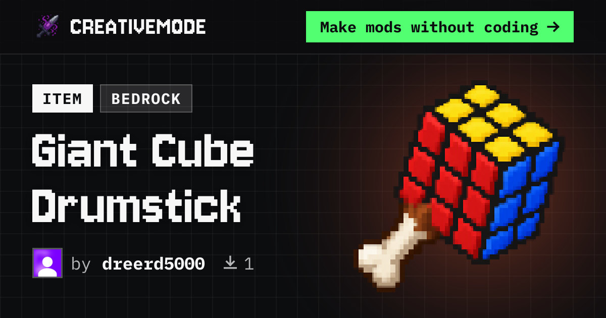 Giant Cube Drumstick | Free Bedrock Addon | CreativeMode