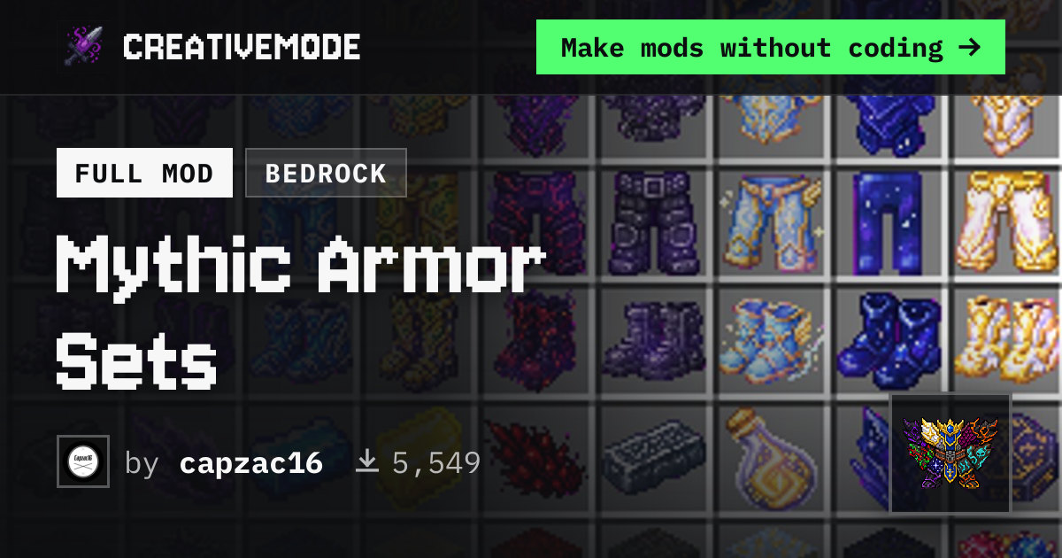 Mythic Armor Sets | Free Bedrock Addon | CreativeMode