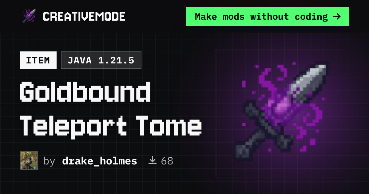 Goldbound Teleport Tome | Free Java 1.21.5 Mod | CreativeMode