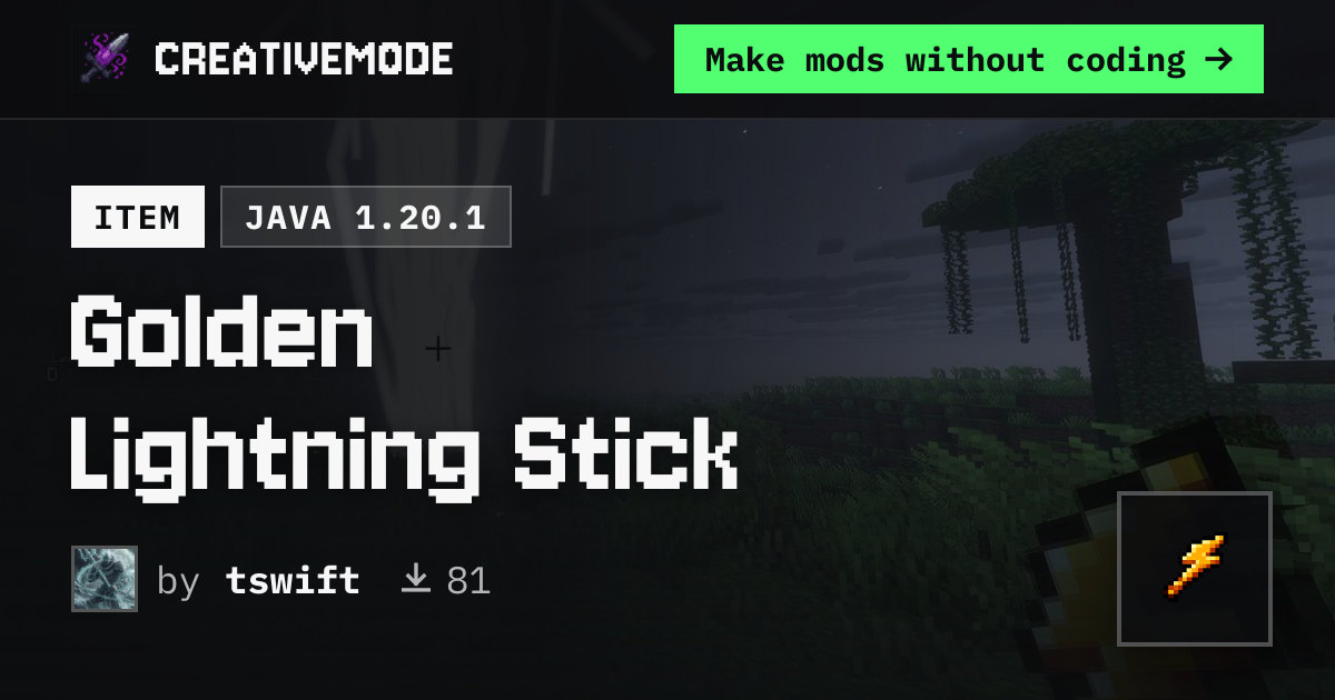 Golden Lightning Stick | Free Java 1.20.1 Mod | CreativeMode