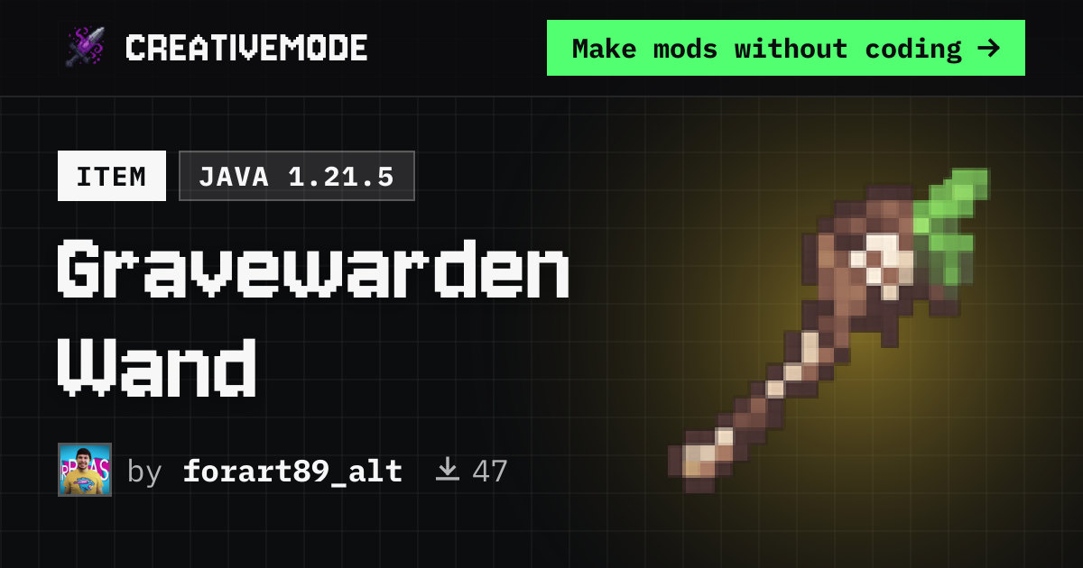 Gravewarden Wand | Free Java 1.21.5 Mod | CreativeMode