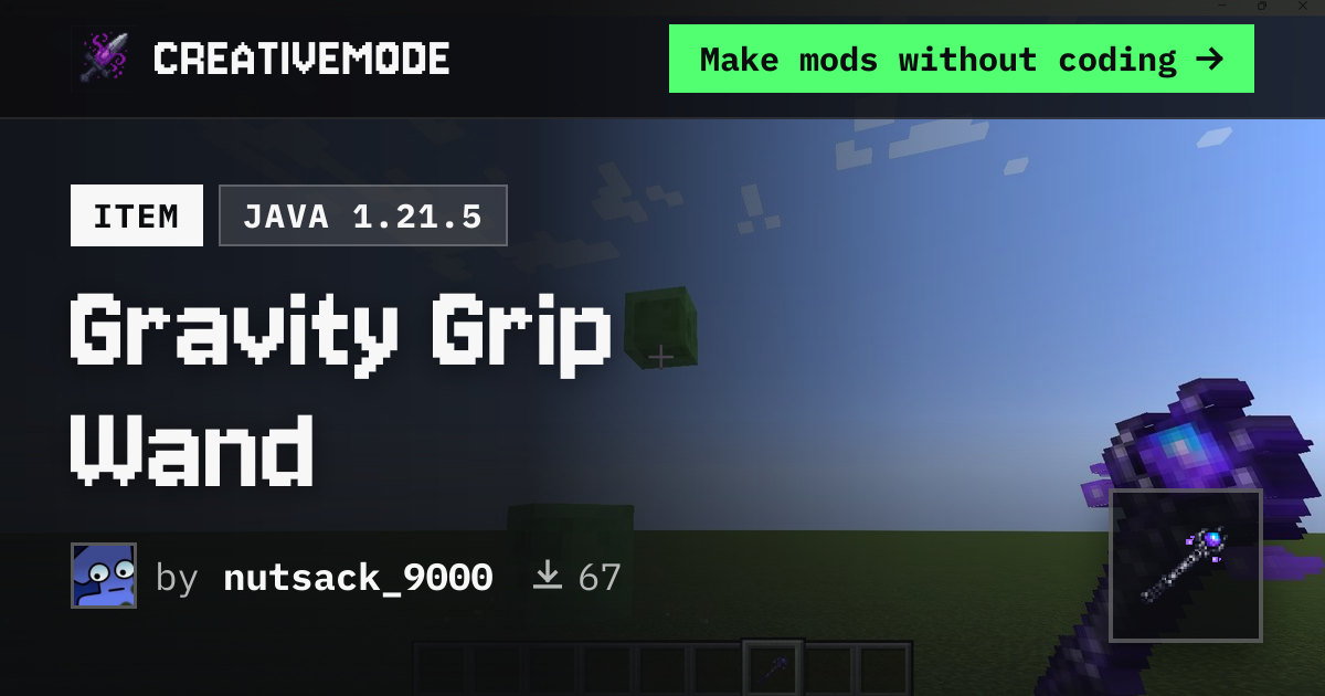 Gravity Grip Wand | Free Java 1.21.5 Mod | CreativeMode