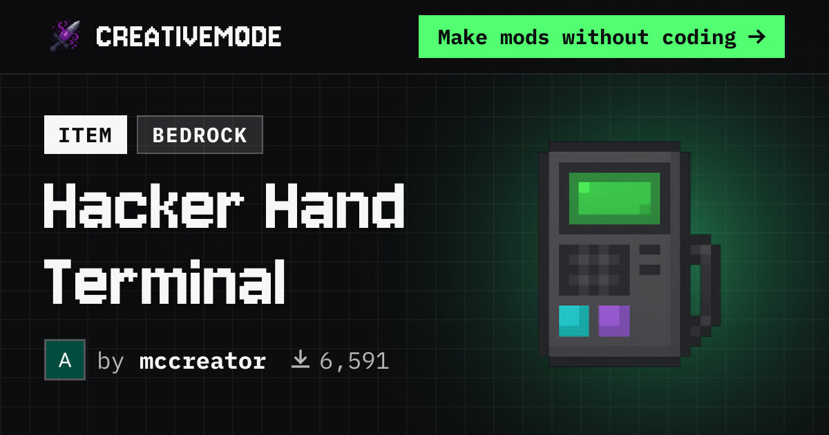 Hacker Hand Terminal | Free Bedrock Addon | CreativeMode